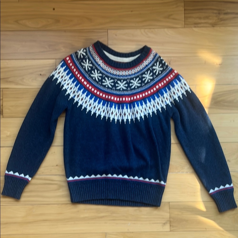 American Eagle Outfitters Nordic Blue and Red Crewneck Sweater